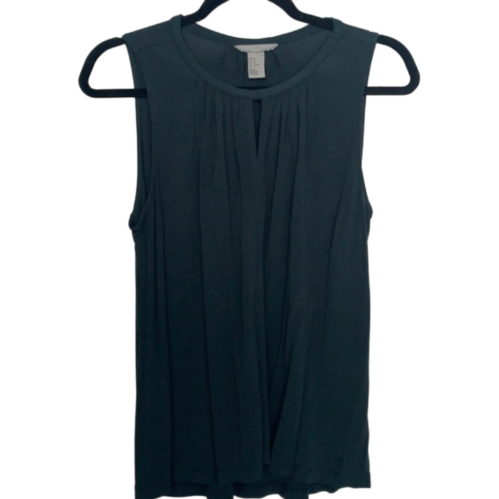 H&M Forest Green Pleated Keyhole Top size M